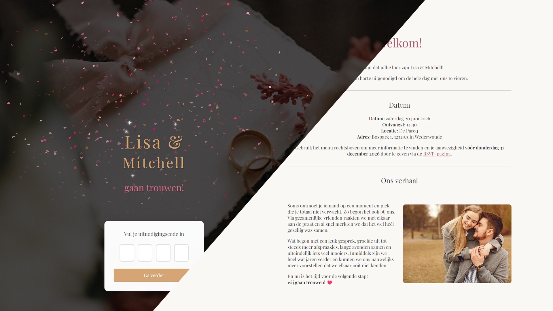 Voorbeeld van het template Romantisch Rosé